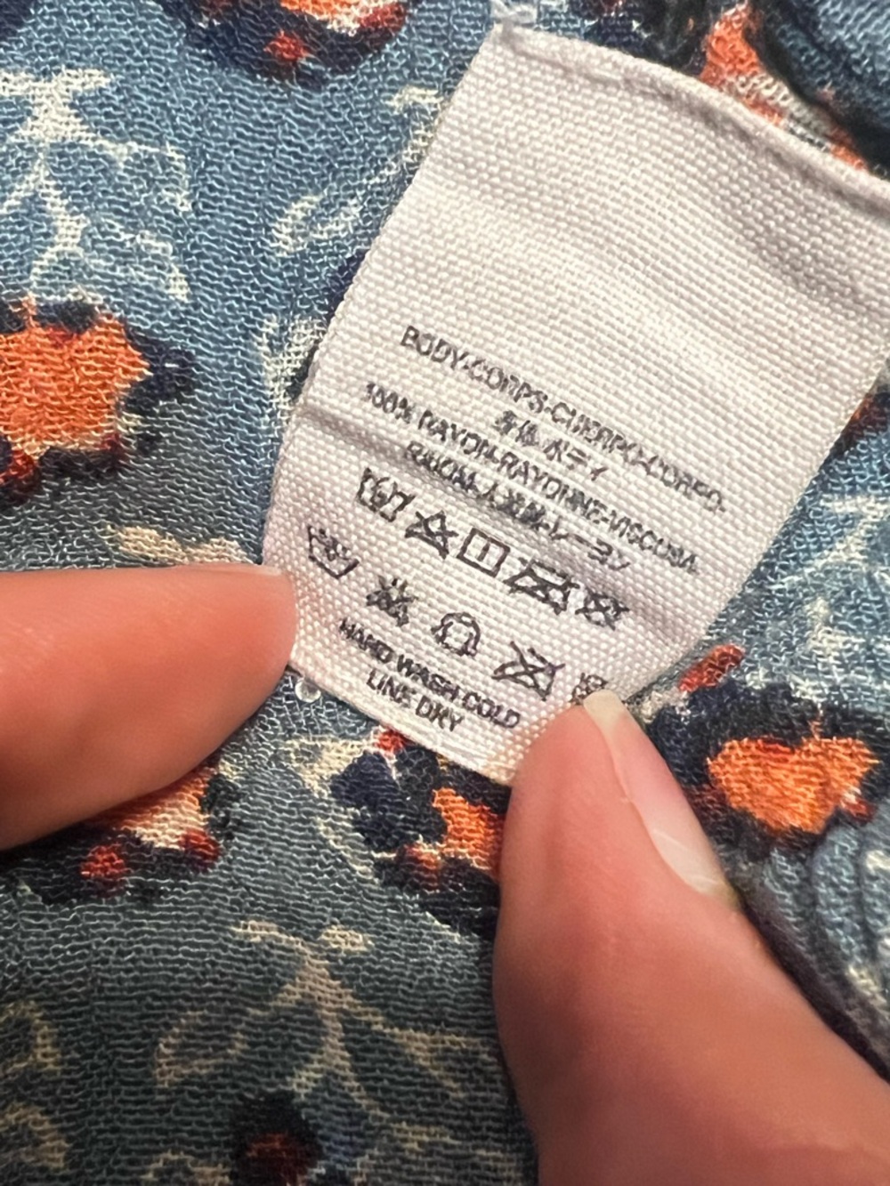 Free People Button-Down boho style blouse in Blue and Peach Floral Print - Picture 6 of 6